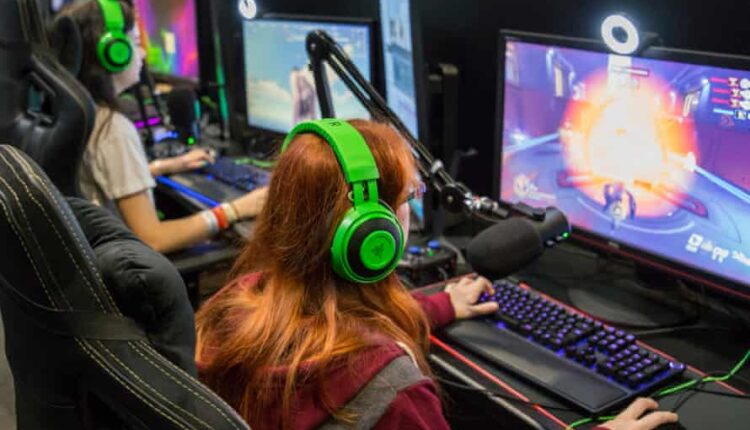 A kids playing video game in system